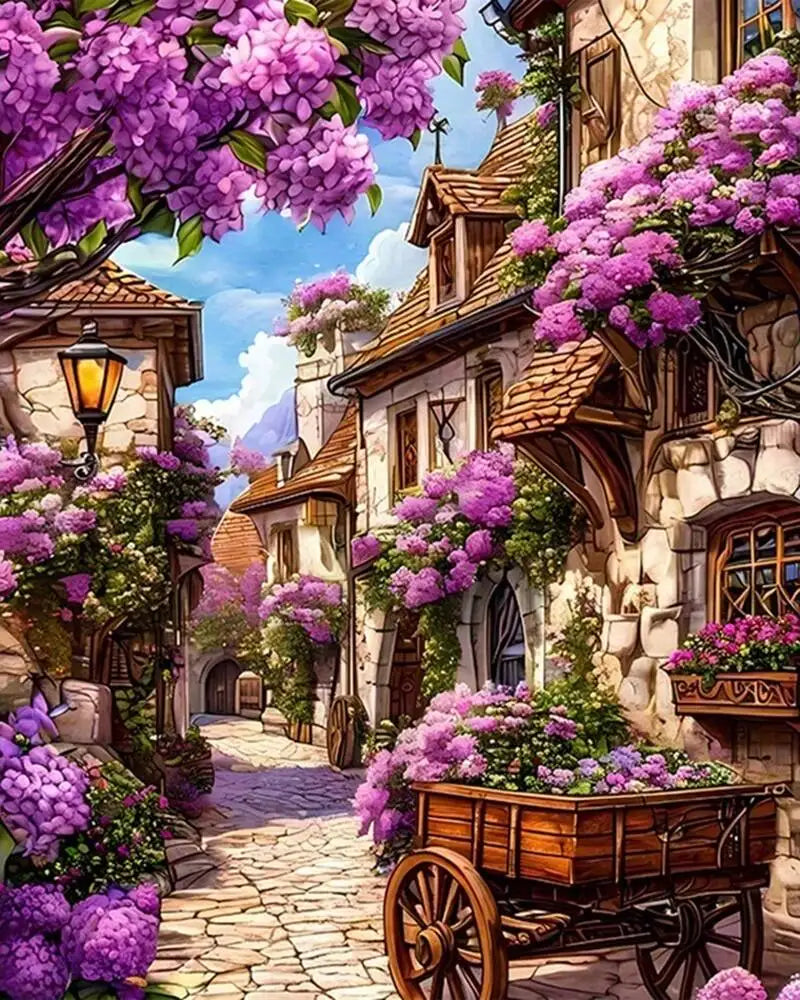 DIY Painting By Numbers On Canvas Flower House Digital Oil Painting Scenery Landscape Drawing On Canvas Wall Decor Living Room