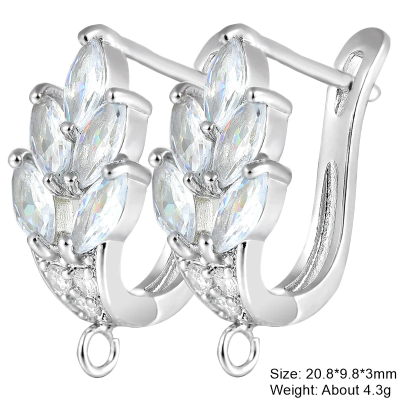 Juya 18K Gold Silver Plated Fastener Bales Fixture Earring Hook Locks For DIY Women Fashion Crystal Agate Charms Earrings Making