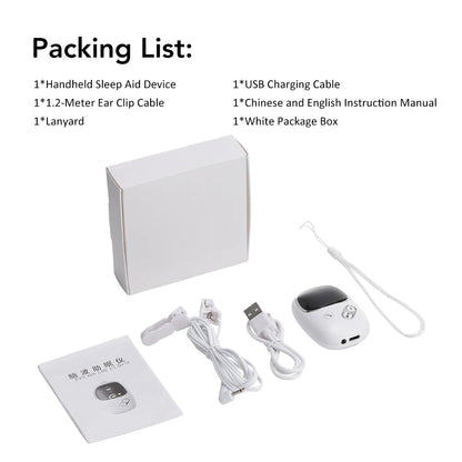 Handheld CES Sleep Aid Device Palm Pulse Massager Ear Clip Microcurrent Stress Anxiety Insomnia Relief for Better Sleep