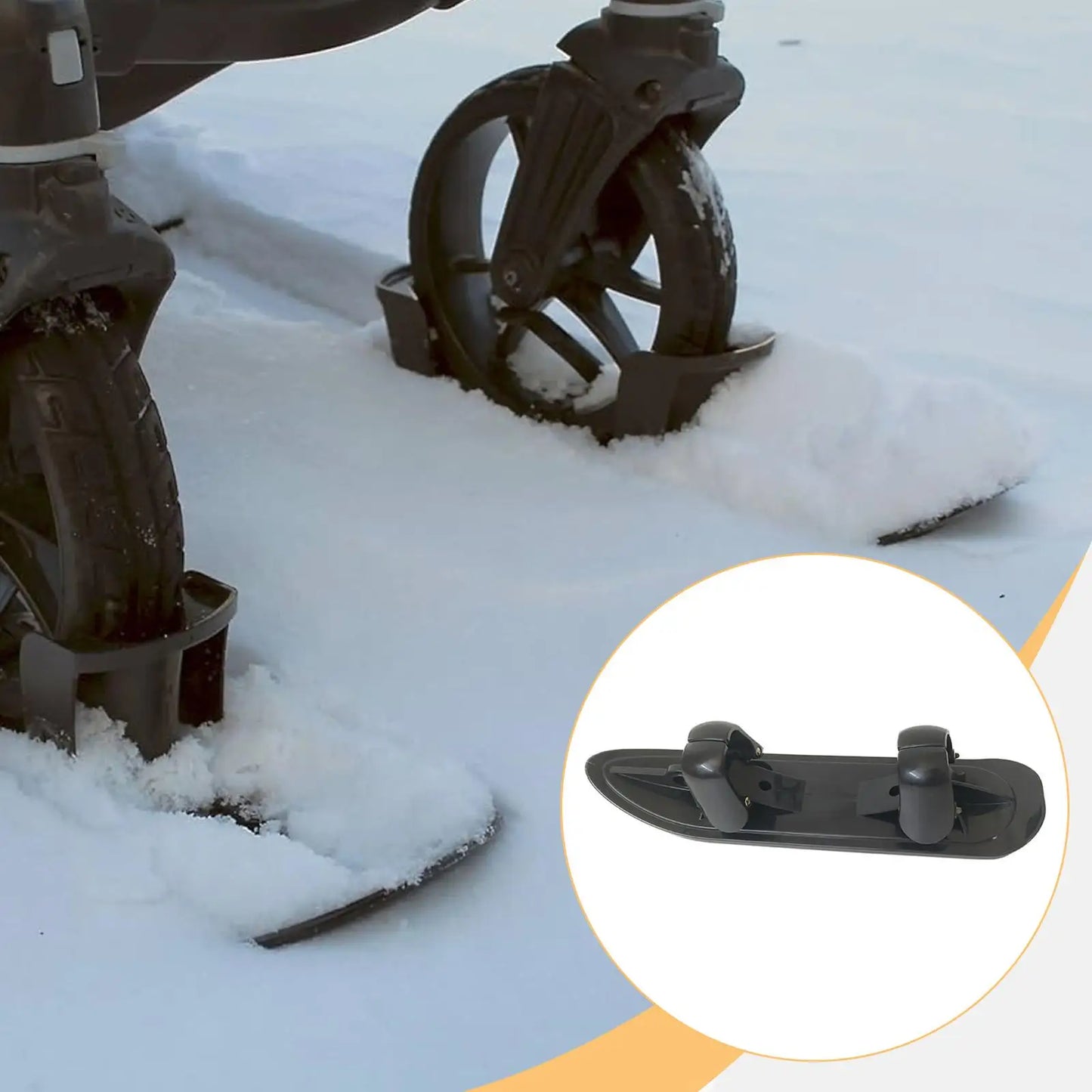 2 in 1 Snow Scooter Strollers Wheel Ski Sled Kids Snow Conversion Ski Scooter Sled Board for Backyard Jogging Sidewalks