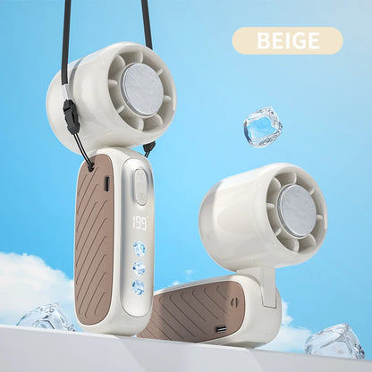Portable Handheld Fan 199 Speeds ICE Cooling Trendy Personal Fan with Detachable Base Phone Stand Neck Lanyard for Travel