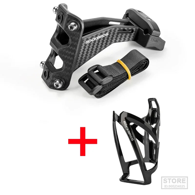 ROCKBROS Imitation Carbon Fiber Bicycle Water Bottle Holder Adapter Saddle Double Cup Extension Stand Seat Cycling Equipment