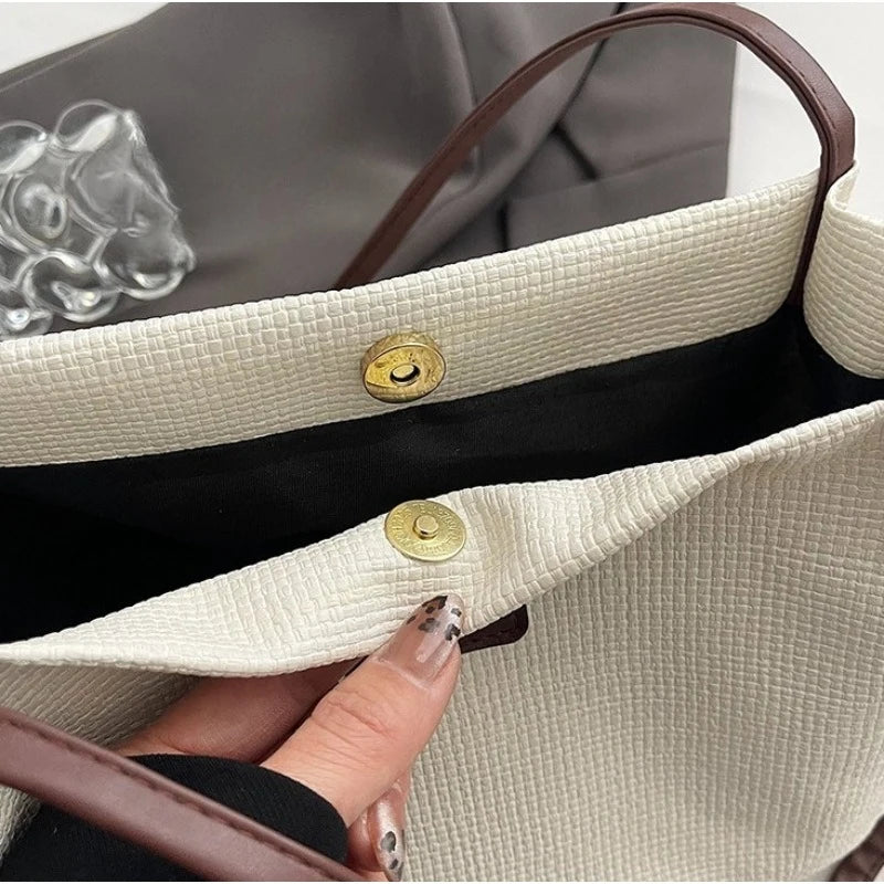 New Fall Versatile Simple Shoulder Bag Fashion Commute Tote Bucket Bag
