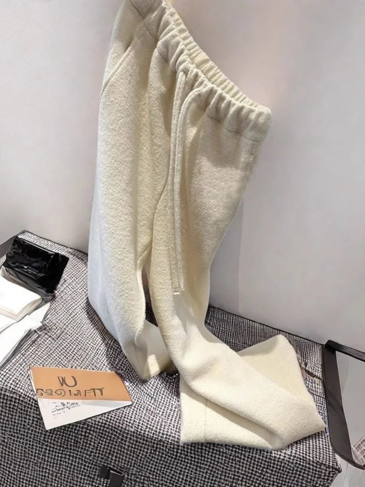 Women's Wide Leg Towel Pants Home Wear Spwear Outerwear Comfortable Lazy Autumn Winter White Casual Walking Trousers