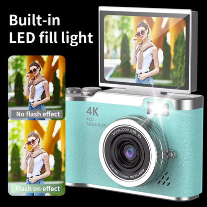 Digital Camera 4K 48MP Photography Camera Video Camcorder Rechargeable Cameras 2.4 inch Screen Camcorder for Kid Adult Beginners