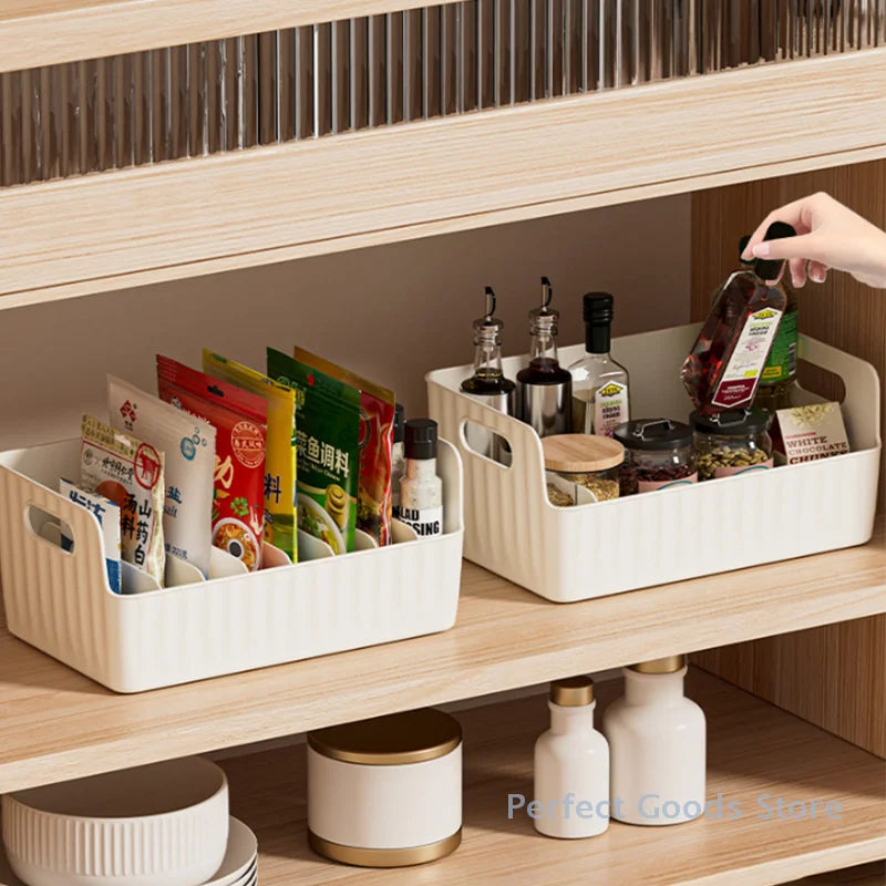 Storage Box With Partitions Refrigerator Organizer Bin Plastic Food Storage Organizer Tapes, Books, Seasoning Bags Storage Boxes