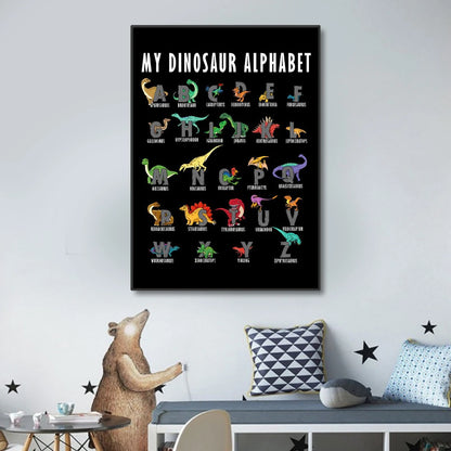 Dinosaur Alphabet Canvas Wall Art for Early Childhood Education and Playroom Decor Paintings Perfect Gift for Kids and Babies