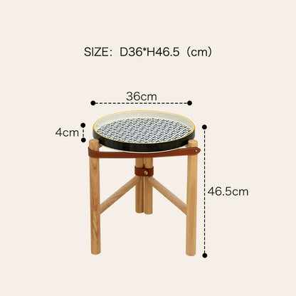 Vintage Coffee Table, Living Room Sofa Side Table, Ceramic Tray, Solid Wood Tea Table, Creative Storage Desk, Nordic Furniture