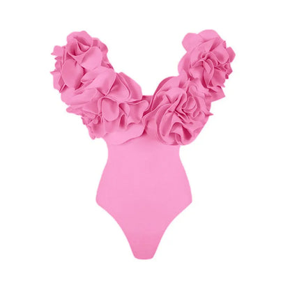 2026 New Summer New Sexy Petal Push Up Backless Bikini Set Women Fashion Flower Ruffles Bikini Lady Solid Beachwear Bathing Suit