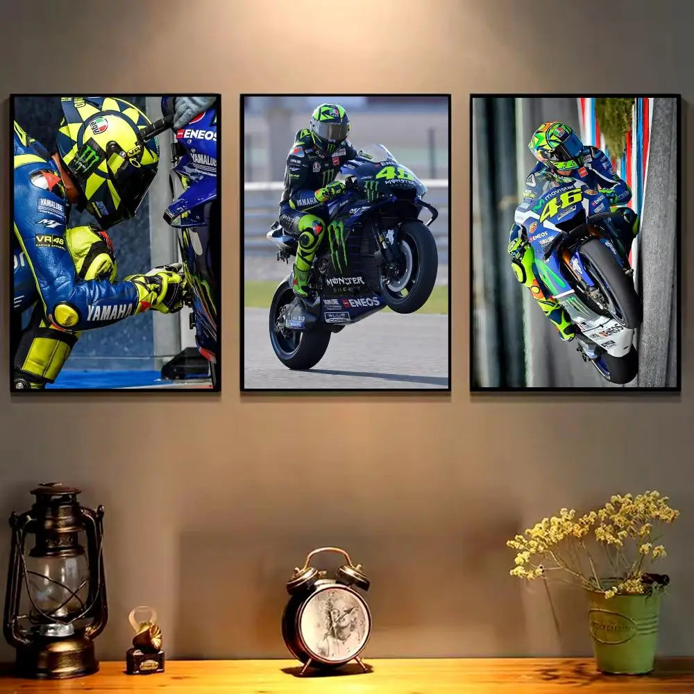 Painting Calligraphy HD Waterproof Canvas Wall Art Poster Home Room Decor Gift Motorcycle Racer Valentino Rossies