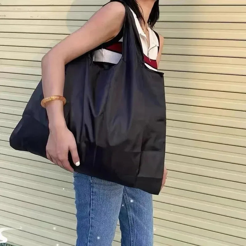 Women Large Capacity Folding Shopping Bag Big Size Portable Grocery Organizer Reusable Nylon Shoulder Handbags Tote Bag
