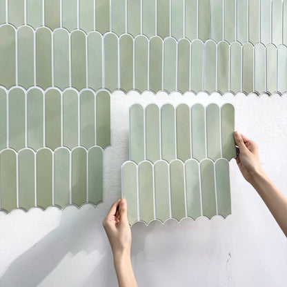 1/10pcs 3D Fish Scale Tile Sticker, Self-adhesive 3D Green Tile Backsplash for Kitchen Bathroom, Water Mold Resistant, 30x30cm