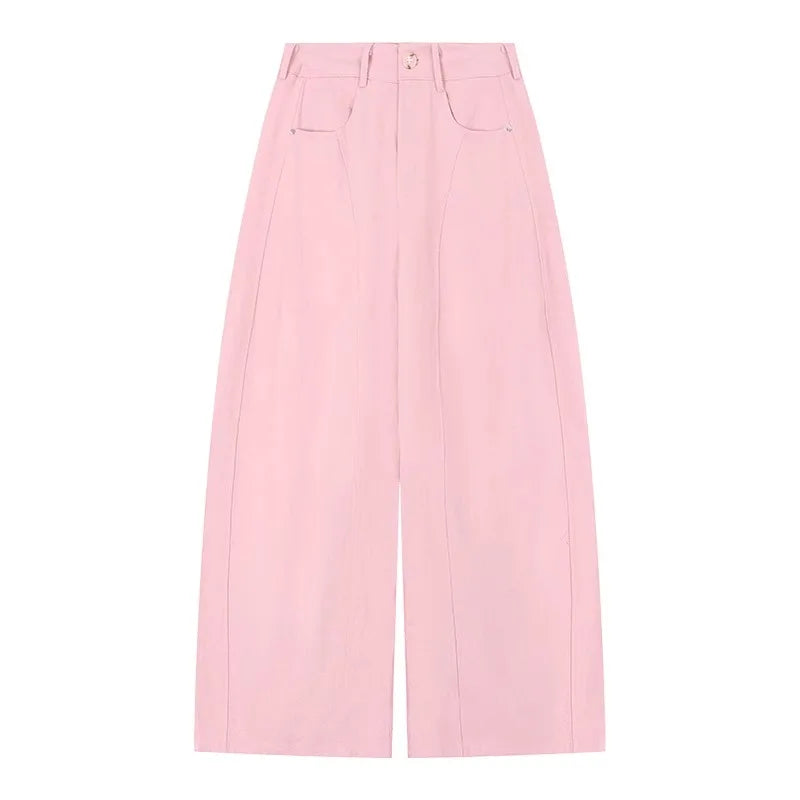 White High Waist Wide Leg Pants Women Summer Loose Casual Trousers Slimming Knife  Floor Length Pants Commute Sle