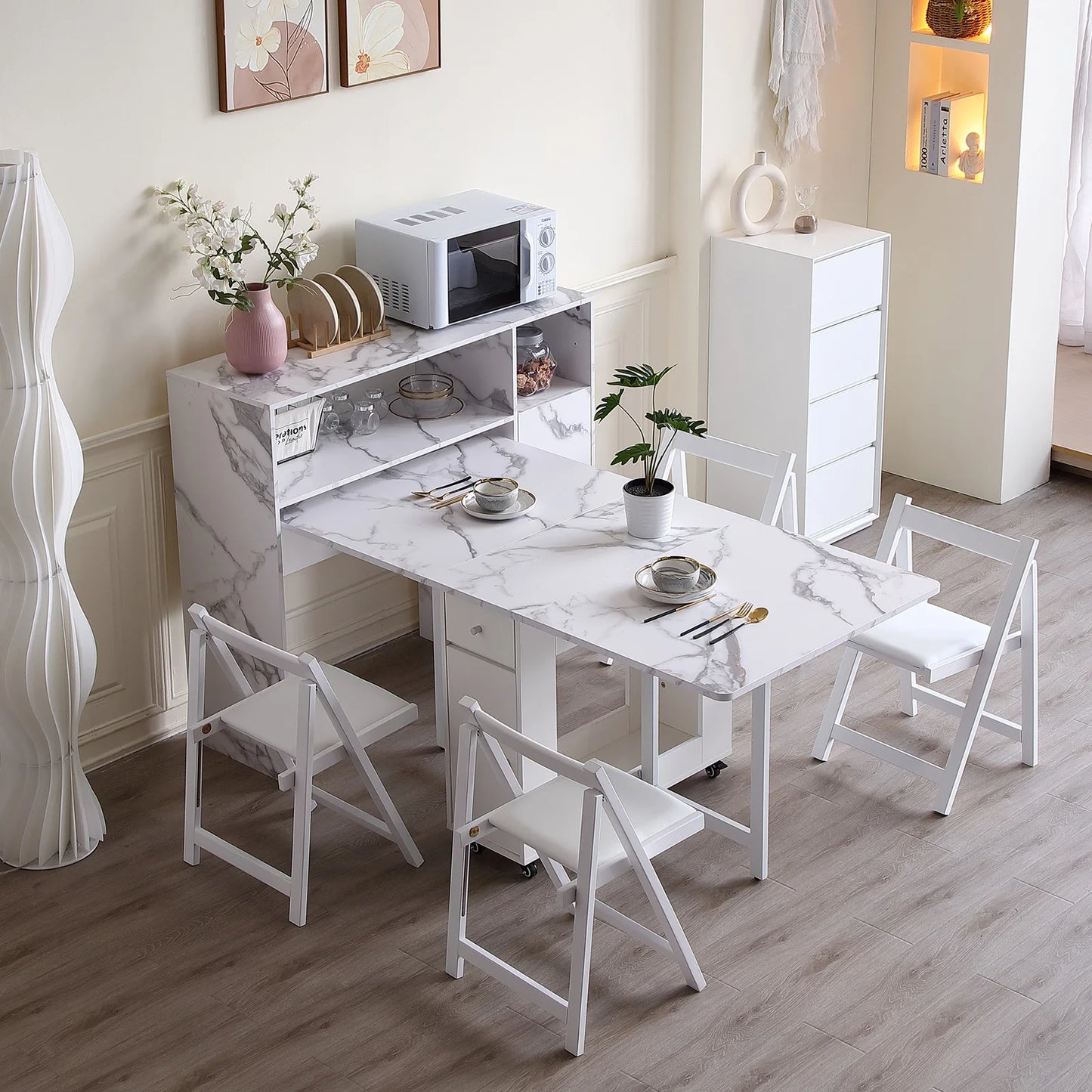 Buffet Cabinet with Storage, Sideboard for Storing Folding Table, Kitchen Storage Cabinet with Shelves, Modern Console Table