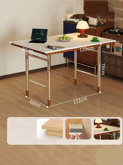 Solid Wood Long Office Table Portable Household Dining Desk for 4 People Multipurpose Restaurants Tables Modern Office Furniture