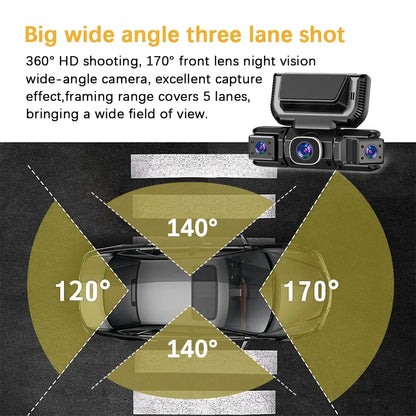 Dash Cam 4 Lens WiFi 24H Parking Monitor HD 1080P 360° Car Camera Video Recorder Anti-theft Black Box Rear View Camera Free OBD2
