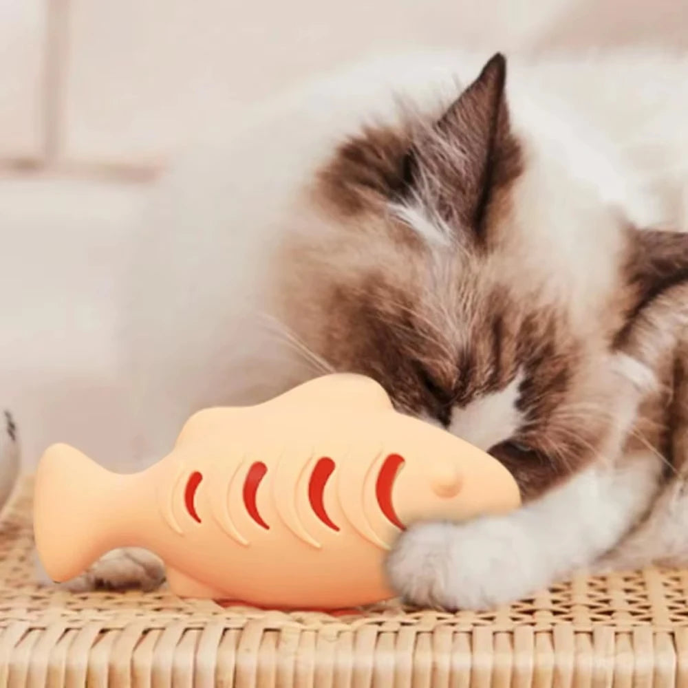Interactive Fish Shaped Cat Toy Silicone Catnip Chew Toy Treat Dispenser For Boredom Relief Teeth Cleaning Pet Supplies