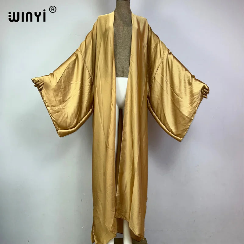 WINYI kimono boho monocolour kaftans beach wear Elegant купальник Holiday beach outfits for women cover ups comfortable dress