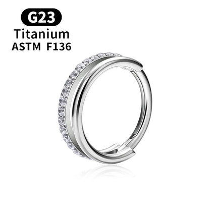 ASTM F136 Titanium 16G Hinged Nose Ring CZ Septum Clicker Cartilage Hoop Earrings Tragus Rook Daith Conch Helix Piercing Jewelry