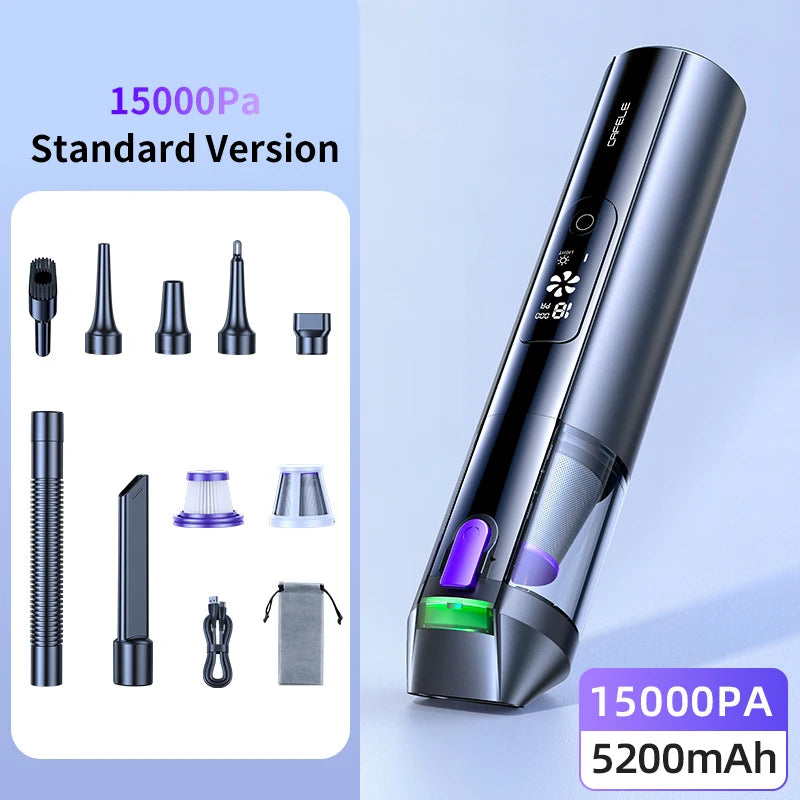 Cafele 15000Pa Wireless Vacuum Cleaner Portable Air Pump Vacuum Sealer Powerful Air Blower 4-in-1 For Car Home Office PC Clean