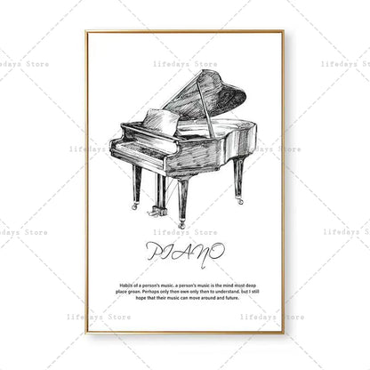 Canvas Painting Modern Minimalist Piano Violin Drum Kit Musical Instrument Print Wall For Piano Room Home Decor Wall Decor