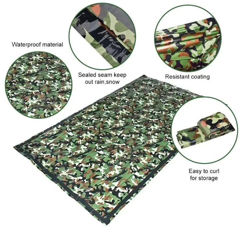 PE Emergency Sleeping Bag Camouflage Waterproof Portable Survival 120x200cm Sleeping Bag for Outdoor Camping Hiking Adventure