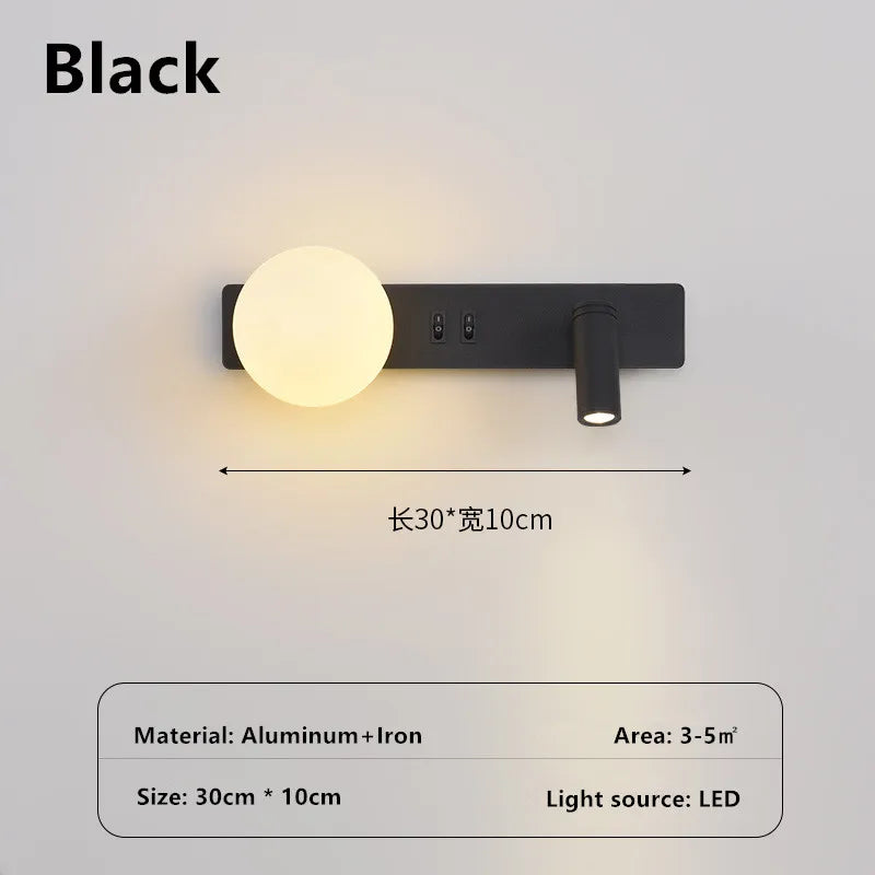 Bedroom Bedhead Reading Light Creative Minimalist LED with Switch Hotel Rooms Study Living Room Background Wall Decorative Light