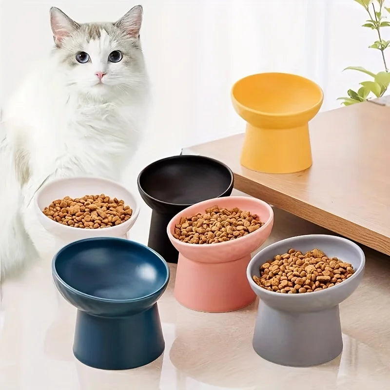 Ceramic Cat Bowl Pet Bowl High-leg Cat Bowl with Neck Protection Dog Choke-proof Bowl Dog Bowl Cat Accessories Pet Supplies