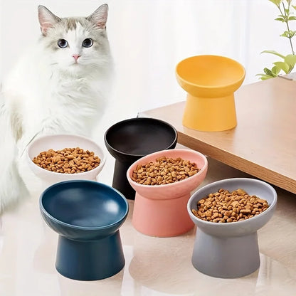 Ceramic Cat Bowl Pet Bowl High-leg Cat Bowl with Neck Protection Dog Choke-proof Bowl Dog Bowl Cat Accessories Pet Supplies