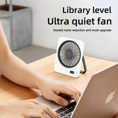 Portable Foldable Desk Fan with LED Display and 5-Speed Adjustable USB Rechargeable Silent Mini Fan For Outdoor House Table Fans
