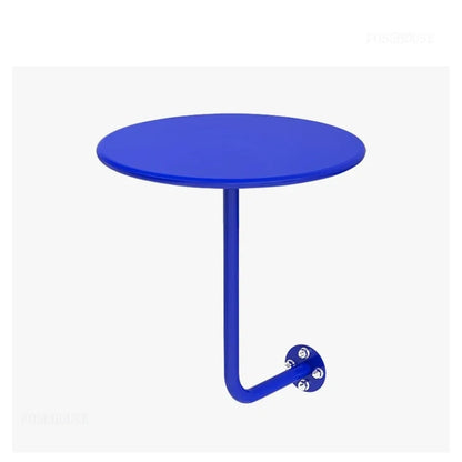 Wall Mounted Coffee Table, Round Floating Side Table, Metal Space Saving End Table for Living Room Bedroom Balcony Cafe