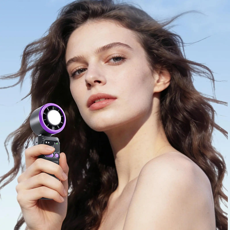 Portable Fan Handheld 5 Speeds Foldable Rechargeable Handheld Personal Fan For Outdoor Travel Beach Camping Hiking Home Office
