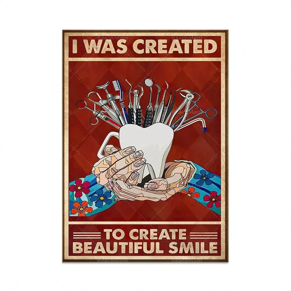 Modern Dental Art Teeth Canvas Painting for Home Living Room  Bedroom Wall Decor Stylish Poster Print