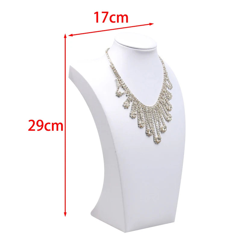 PU/Leather Necklace Display Stand Rack Jewelry Organizer Tray Showing Holder Packaging Display Bust Jewelry Showcase