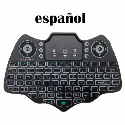 MRSVI V18 Mini-Funktastatur 2,4 GHz BT Touch 7-farbige Hintergrundbeleuchtung Französisch Spanisch Russisch Air Mouse Tastatur Geschenk für Android TV Box