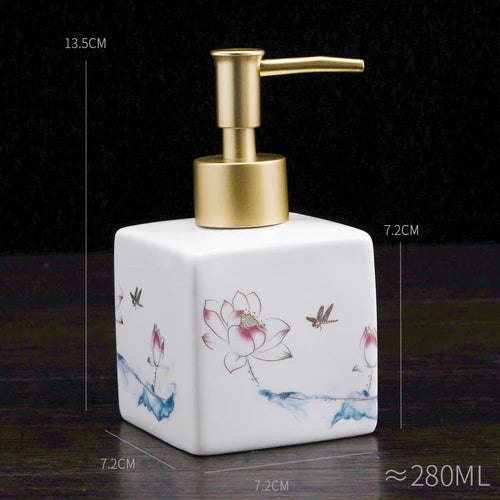 Blue and White Storage Bottle Bathroom Accessories Ceramic Soap Container Wash Table Soap Shampoo Cosmetic Storage Bottle 300ml
