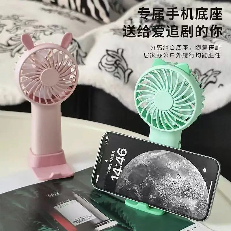 Portable Handheld Fan USB Rechargeable Silent Cooling Fan 3 Speed Adjustable Lightweight Mini Fan for Travel Office Home