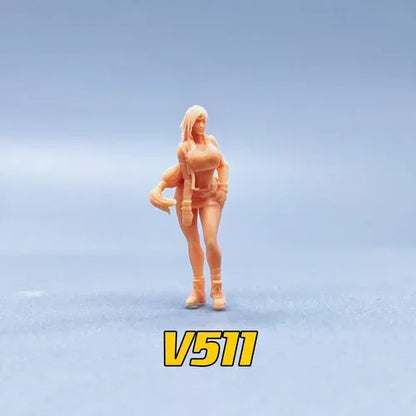 1/64 1/50 1/43  Figurines Scale Model Resin Tifa Uncolored Miniatures Diorama Hand-painted V511 V512