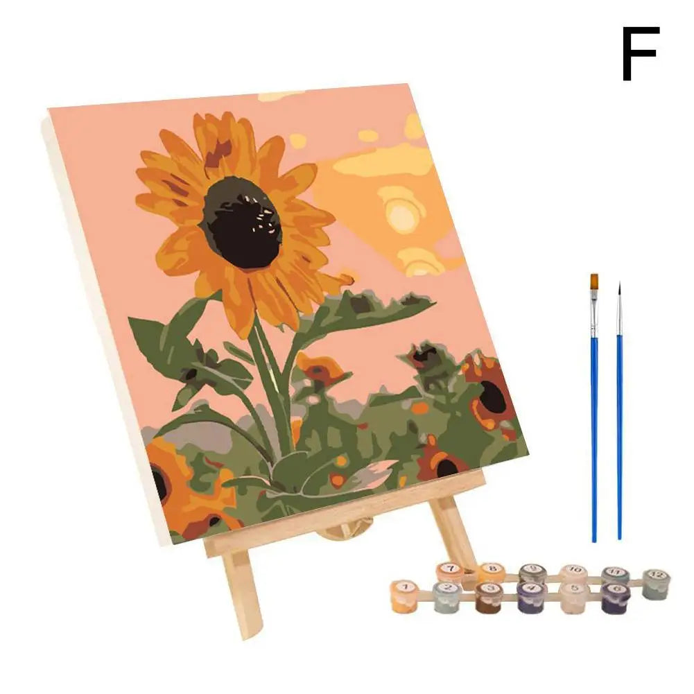Frame Painting By Numbers Kit Abstract Sunset Landscape Modern Drawing Coloring DIY Painting By Numbers Acrylic Paint Home Decor