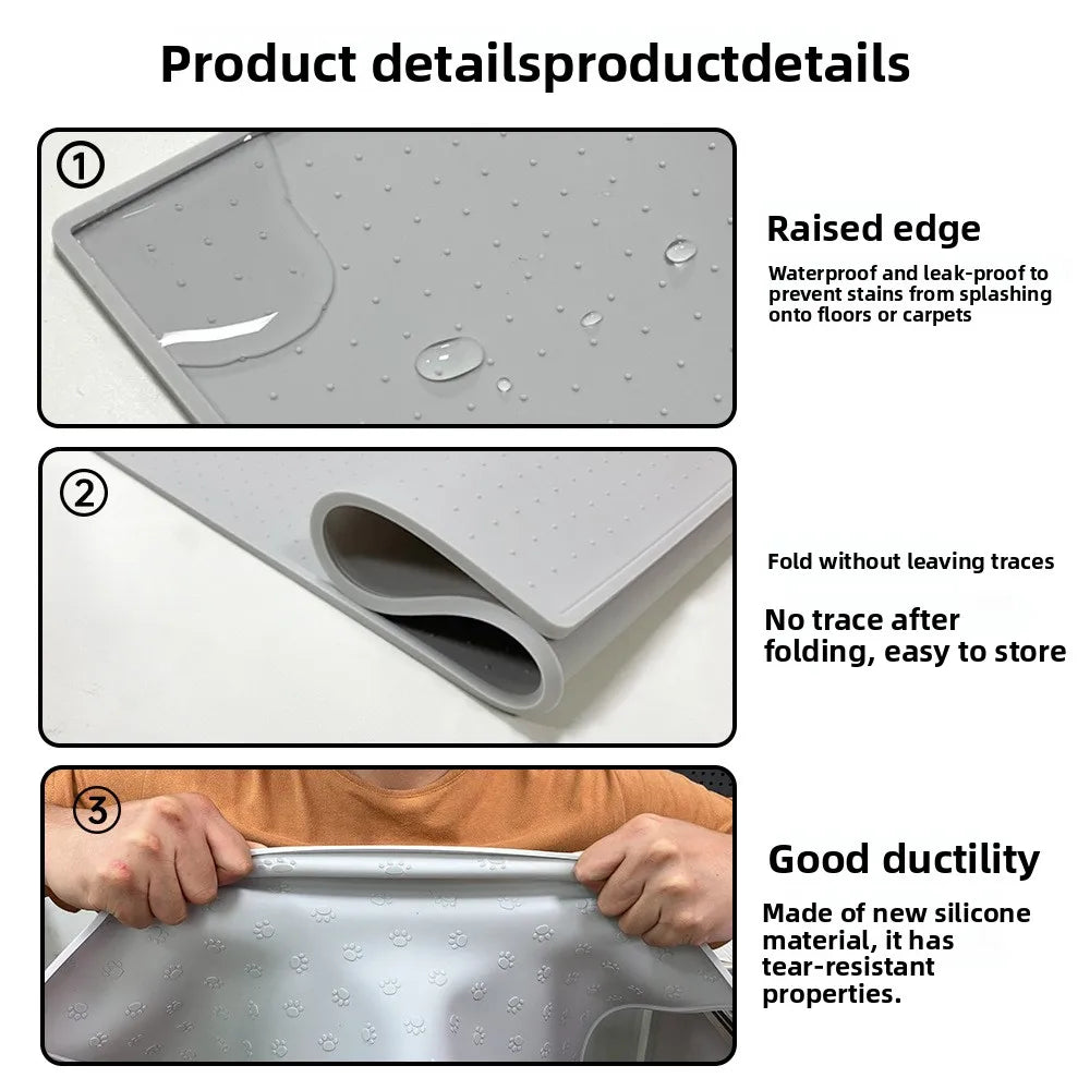 Pet Supplies Silicone Pet Mat Floor Mat Non-slip Waterproof Cat and Dog Feeding Mat Placement Mat Splash-proof Cat Litter Mat