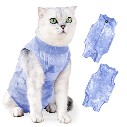 Cat Suit for Spring and Summer, Postoperative Clothing for Pet Cats Breathable Fitted Button-Style Cat Recovery Outfit