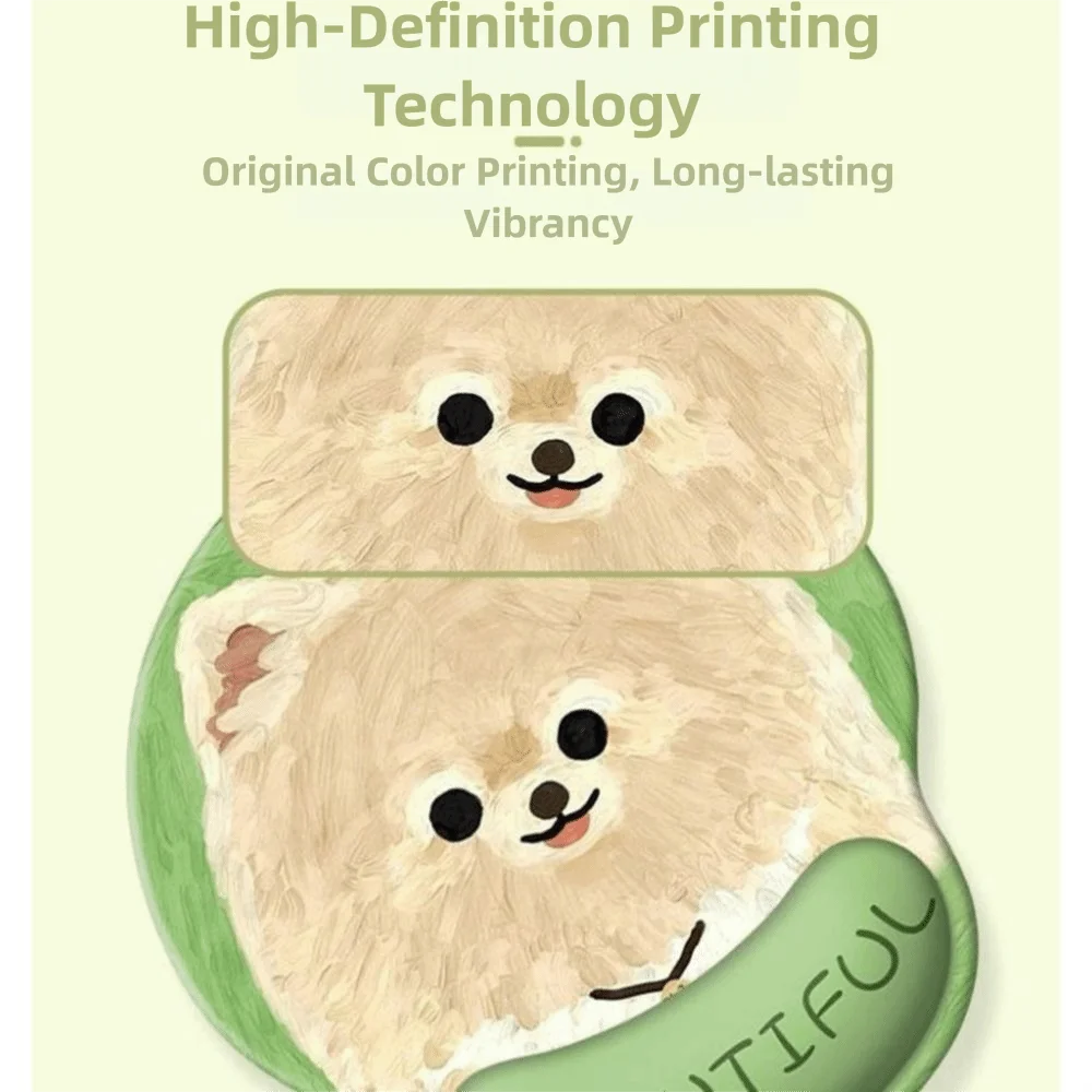 Cute Cartoon Mouse Pad with Wrist Rest Anti-Slip Rubber Puppy Mouse Pad HD Printing Cute Wrist Rest Pad Desktop Setup