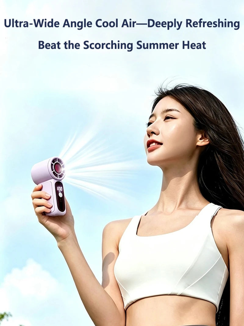 Lenovo Portable Mini Handheld Fan with LED Display Semiconductor Refrigeration High Wind Power Rechargeable Battery Outdoor Fan