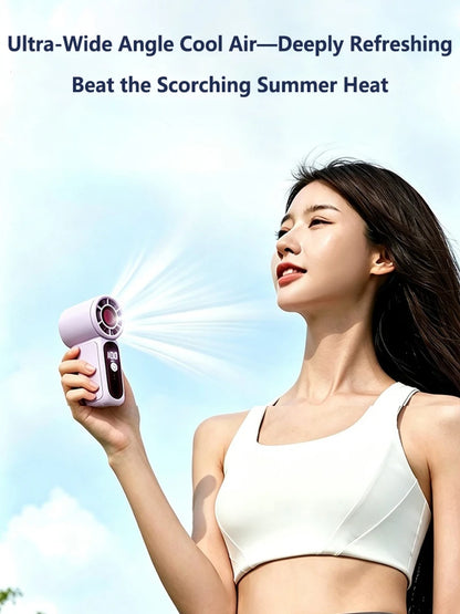 Lenovo Portable Mini Handheld Fan with LED Display Semiconductor Refrigeration High Wind Power Rechargeable Battery Outdoor Fan