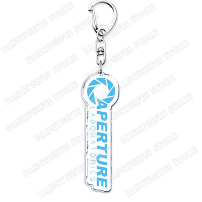 Popular Video Game Keychains for Accessories Bag Glados Aperture Laboratories Science Keyrings Jewelry Gamer Fans Gaming Gifts