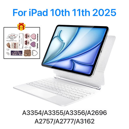 New Magic Keyboard For iPad 11th A16 Air 6 2025 iPad Case Pro 13 12.9 11 iPad 7 8 9 10th Gen Air4 5 10.9 Spanish Hebrew Keyboard