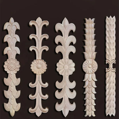 Wooden Furniture Appliques Luxury Living Room Decoration Home Decor Antique Onlays Mouldings Unique Natural Floral Wood Carved