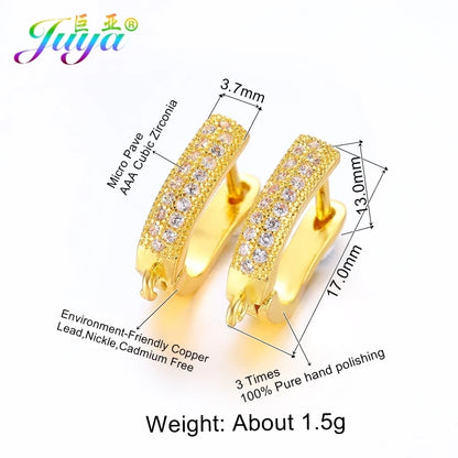 Juya 18K Gold Silver Plated Fastener Bales Fixture Earring Hook Locks For DIY Women Fashion Crystal Agate Charms Earrings Making