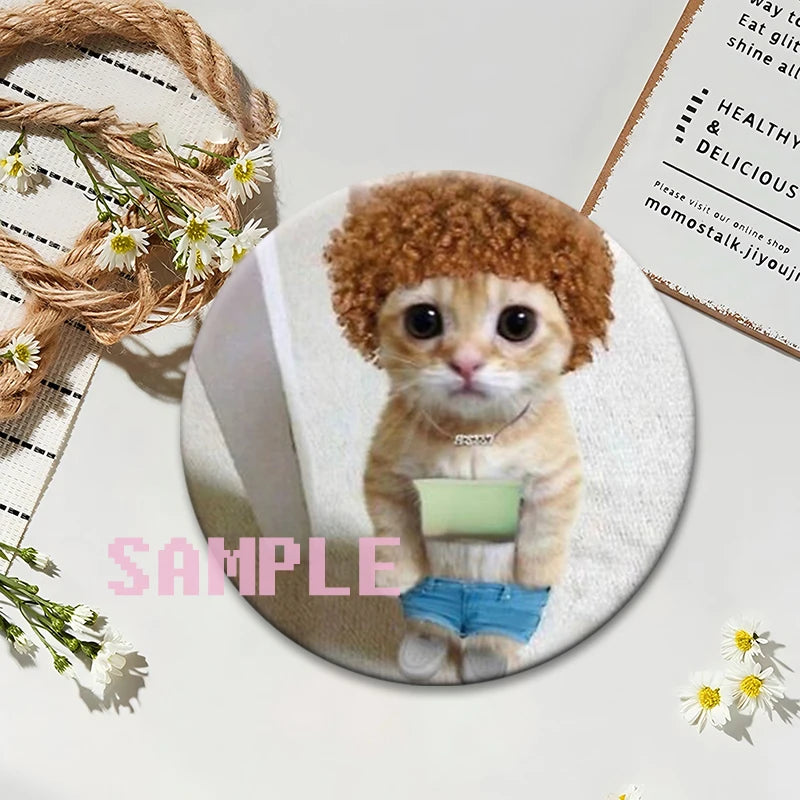 Cute Cats Meme Button Pins Funny Creative Animal Brooches Round Exquisite Tinplate Badge for Backpack Jewelry Accessories Gifts