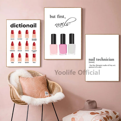 Nail Salon Wall Decoration Beauty Salon Wall Art Canvas Painting Nail Polish Quote Posters and Prints Nail Tech Artist Gift